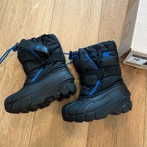 Sorel Children's Black and Bright Blue Flurry Boots